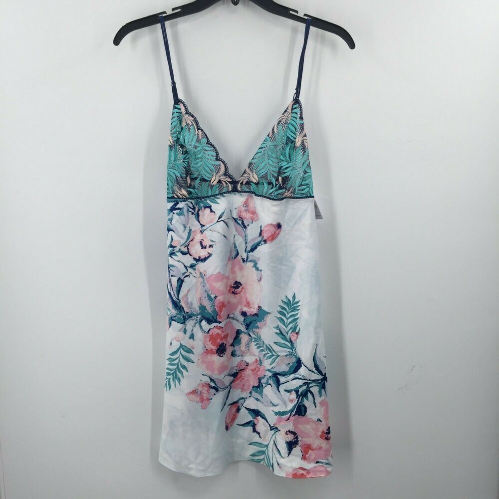 In Bloom by Jonquil Floral Print Spaghetti Strap Nighty Tank Slip Cozy PJ Large